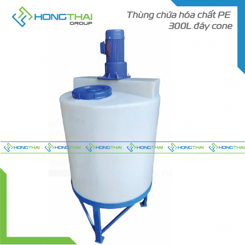 Thùng chứa hóa chất PE – 300L đáy cone
